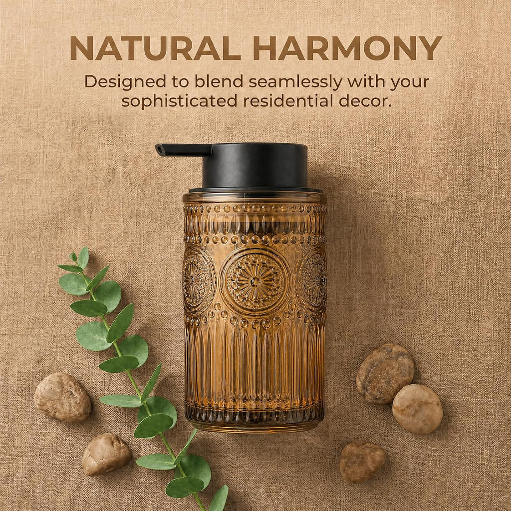 Amber Glass Foaming Hand Soap Dispenser
