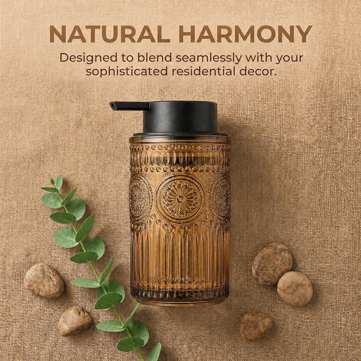Amber Glass Foaming Hand Soap Dispenser