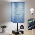 Bedside Table Lamp for Bedroom with 2USB Ports, 14-Inch, NavyBlue