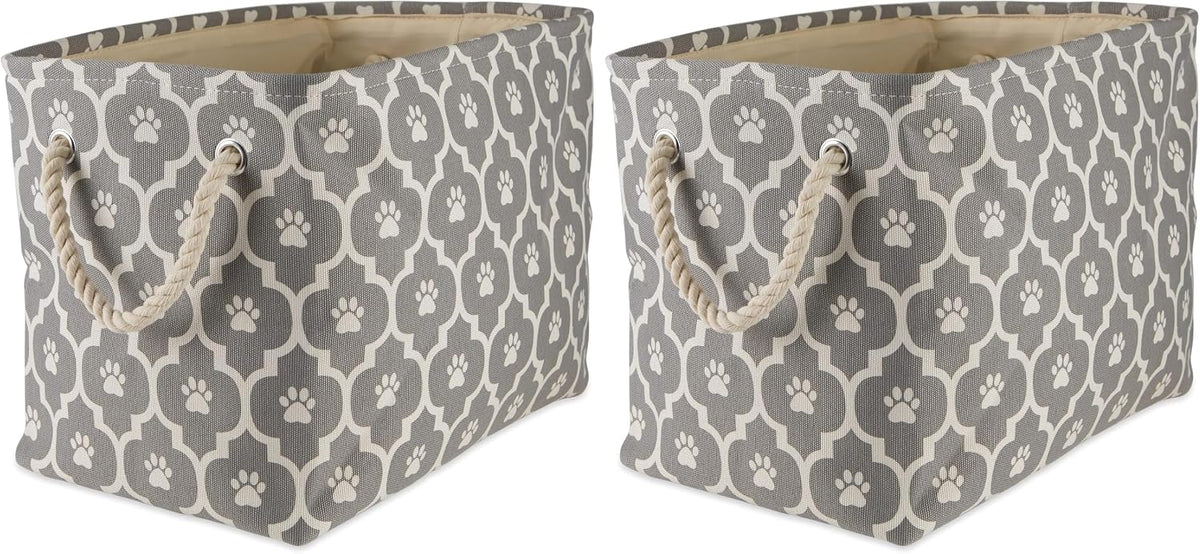 Bone Dry Pet Storage Collection Lattice Paw Print, Medium Rectangle, Gray (Pack of 2)