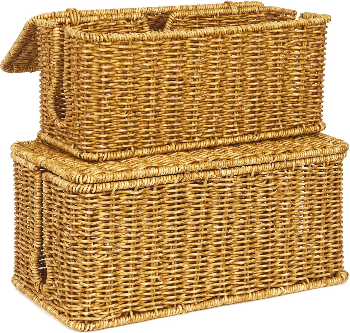 ZhiYo Rattan Cable Management Box, Cord Organizer, Nature, 12.5"x5"x5.2"