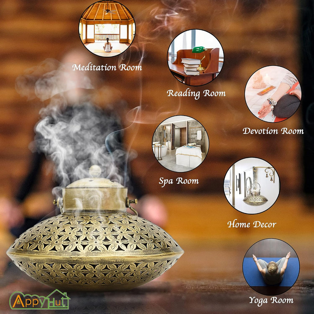 Hanging Incense Burner, Cone Charcoal Resin Incense Holder,Vintage Antique Home Room Wall Decor,House Warming Spiritual Reiki Yoga Meditation Gifts for Women Men,Zen Hippie Bohemian Boho Decor