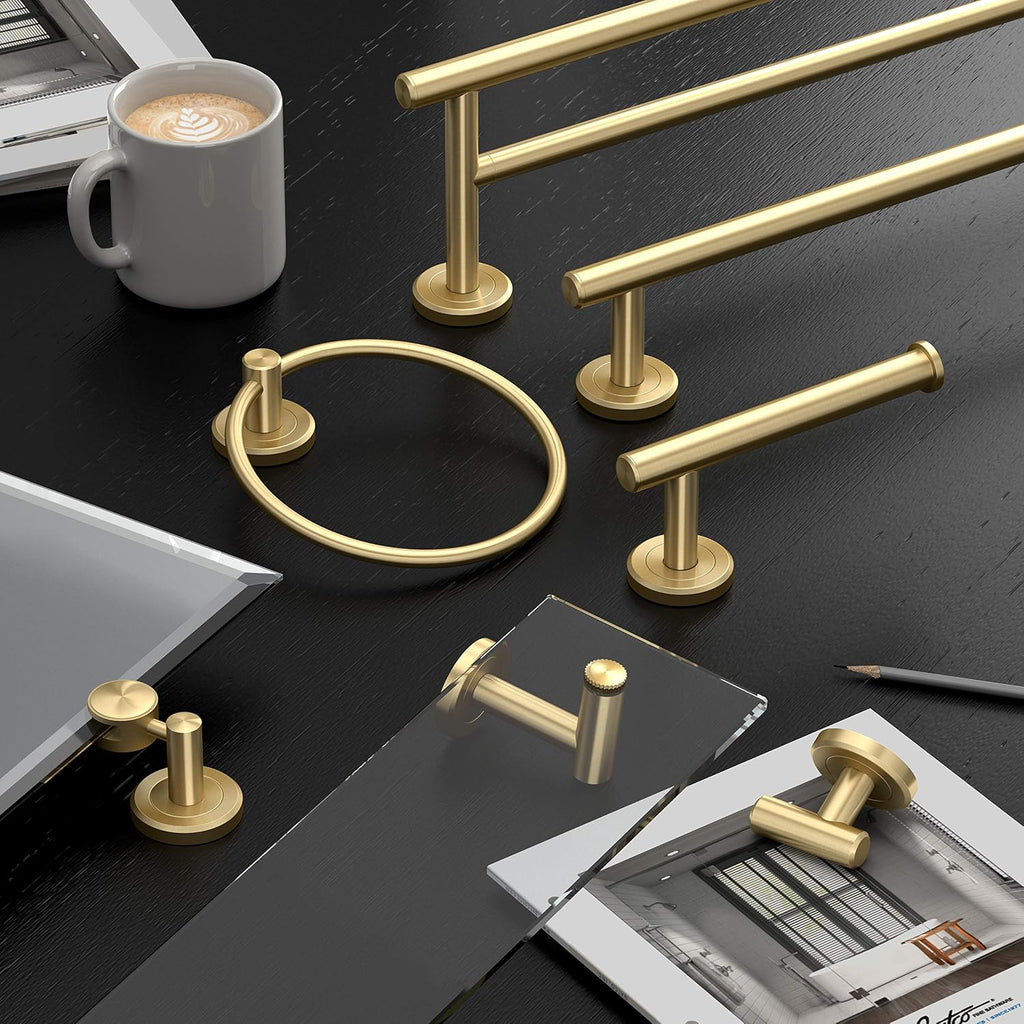 Gatco 4230 Latitude II 24-Inch Towel Bar, Wall Mounted Bathroom Towel Holder, Brushed Brass