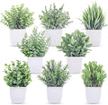 Der Rose 8 Pack Small Fake Plants in White Pots, Office Home Decor Indoor