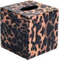 S Forever Home Decor Flower Pattern Faux Leather Tissue Box Cover (Square,Leopard)