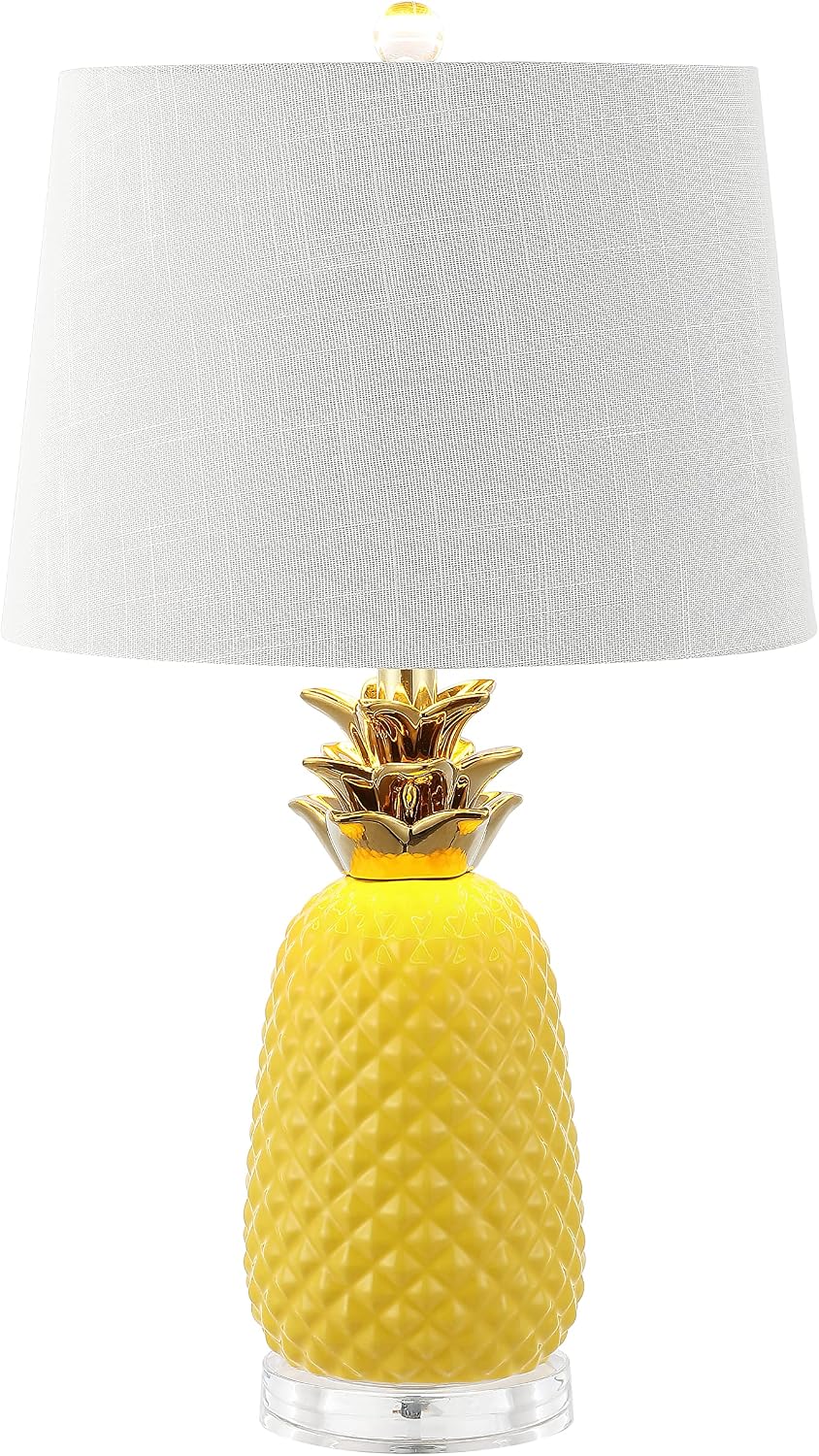 JONATHAN Y Pineapple Ceramic Table Lamp Bedside Nightstand 23", Yellow/Gold