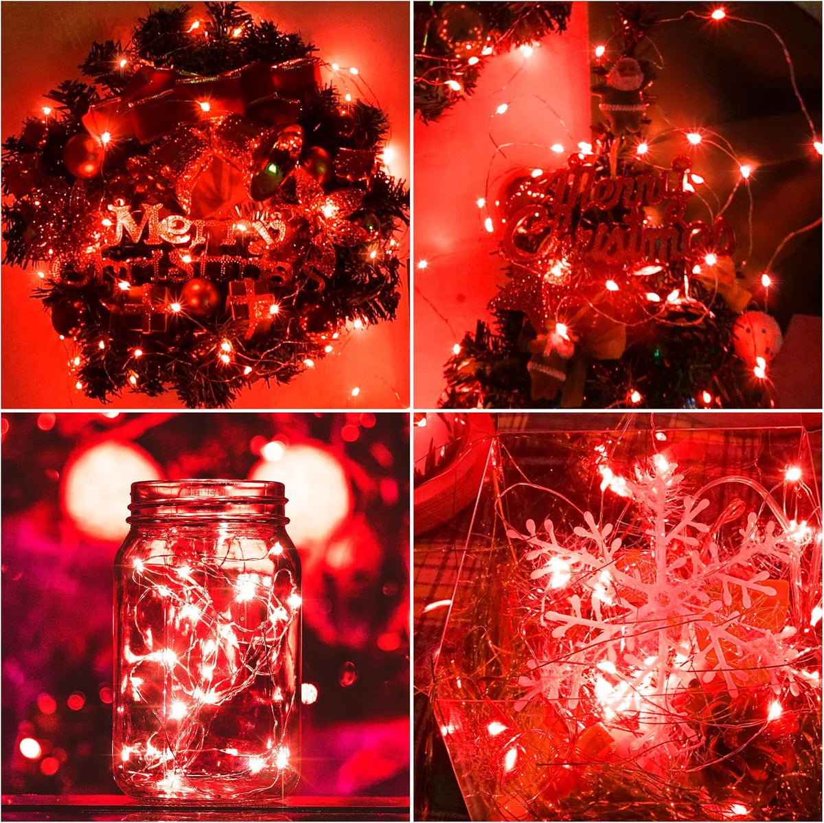 SmilingTown 15 Packs 20 Led Red Fairy Lights Battery Operated 6.6ft Silver String Lights Waterproof Firefly Starry Light for Bedroom Dorm DIY Table Centerpieces Halloween Christmas Party Decor