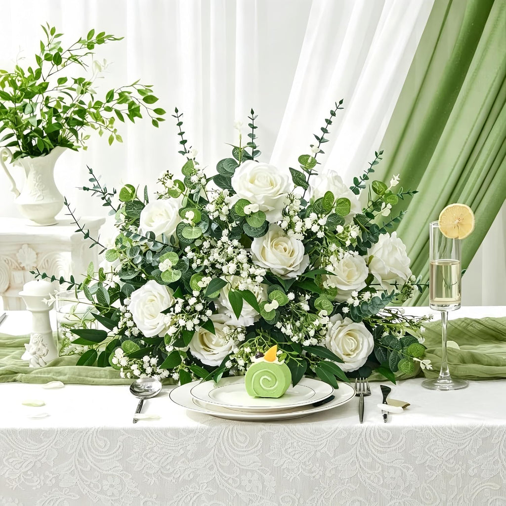 200 Pcs 8 Kinds Mixed Greenery Stem Artificial Faux Eucalyptus Leaves