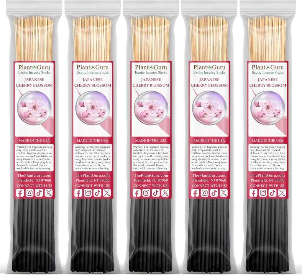 Japanese Cherry Blossom Incense Sticks 500 Pack 11" Bulk Wholesale - Smooth and Clean Long Burn Time, 45 to 60 Minutes.