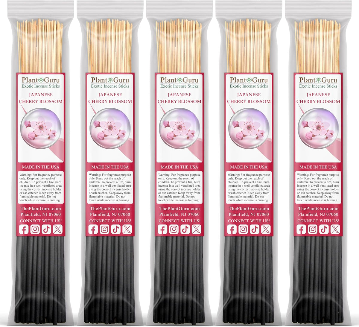 Japanese Cherry Blossom Incense Sticks 500 Pack 11" Bulk Wholesale - Smooth and Clean Long Burn Time, 45 to 60 Minutes.