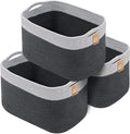 CHAT BLANC Cotton Rope Baskets for Organizing I Storage Baskets for Shelves | Rope Basket for Storage, Small Laundry Baskets, Woven Baskets for Storage, Dog Toy Bin, Baby Basket, Gray & Graphite 3Pack