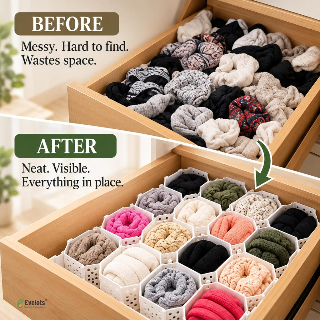 Evelots 4-Pack Honeycomb Drawer Organizers, 112 Cells, Expandable Dividers