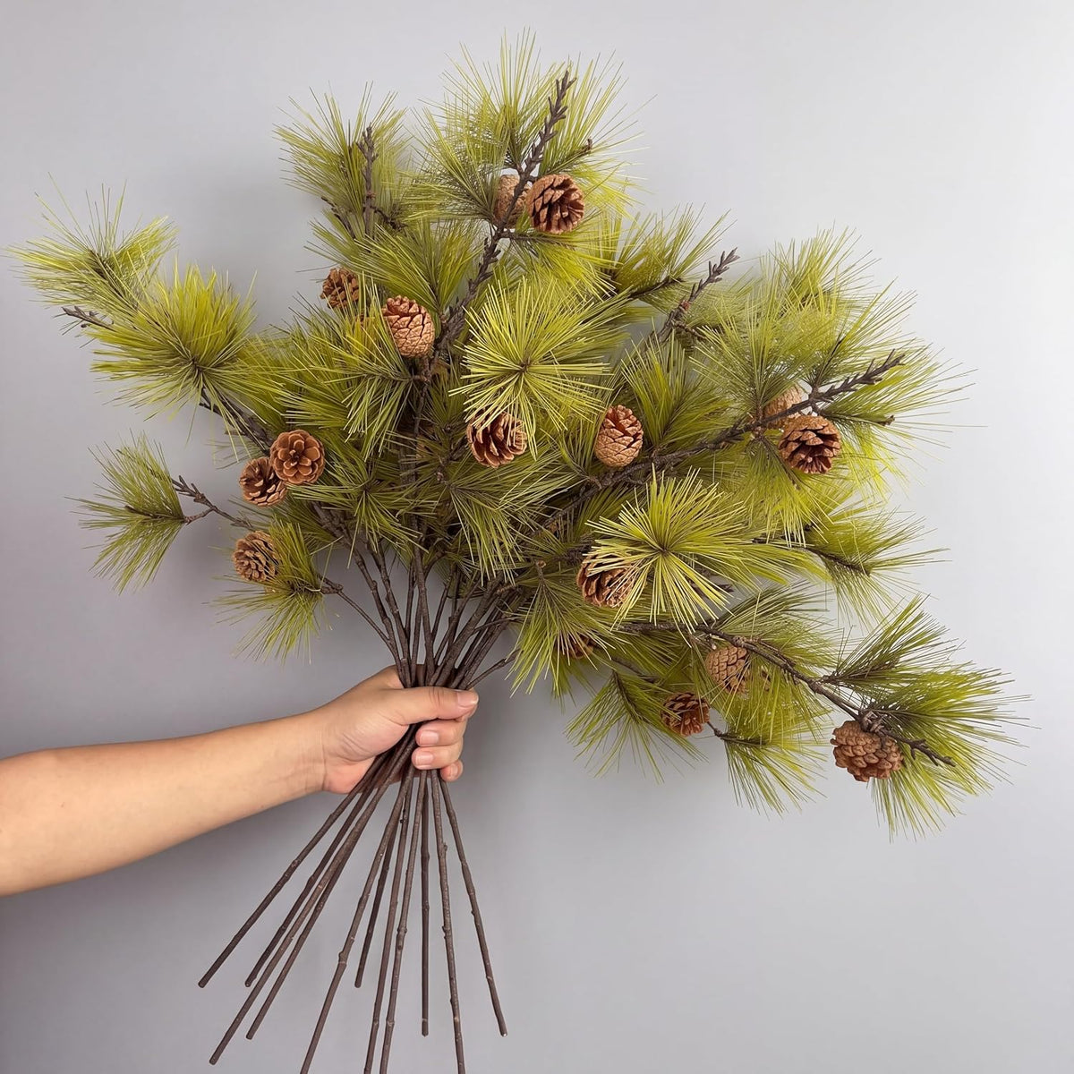 Wavwavw 6 Pcs 25.5 Inch Christmas Artificial Pine Branches with Pine Cones