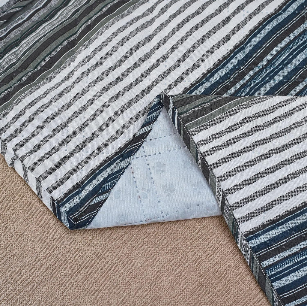 Brilliant Sunshine Multi Grey Stripes Couch Armrest Organizer, 35"×13"
