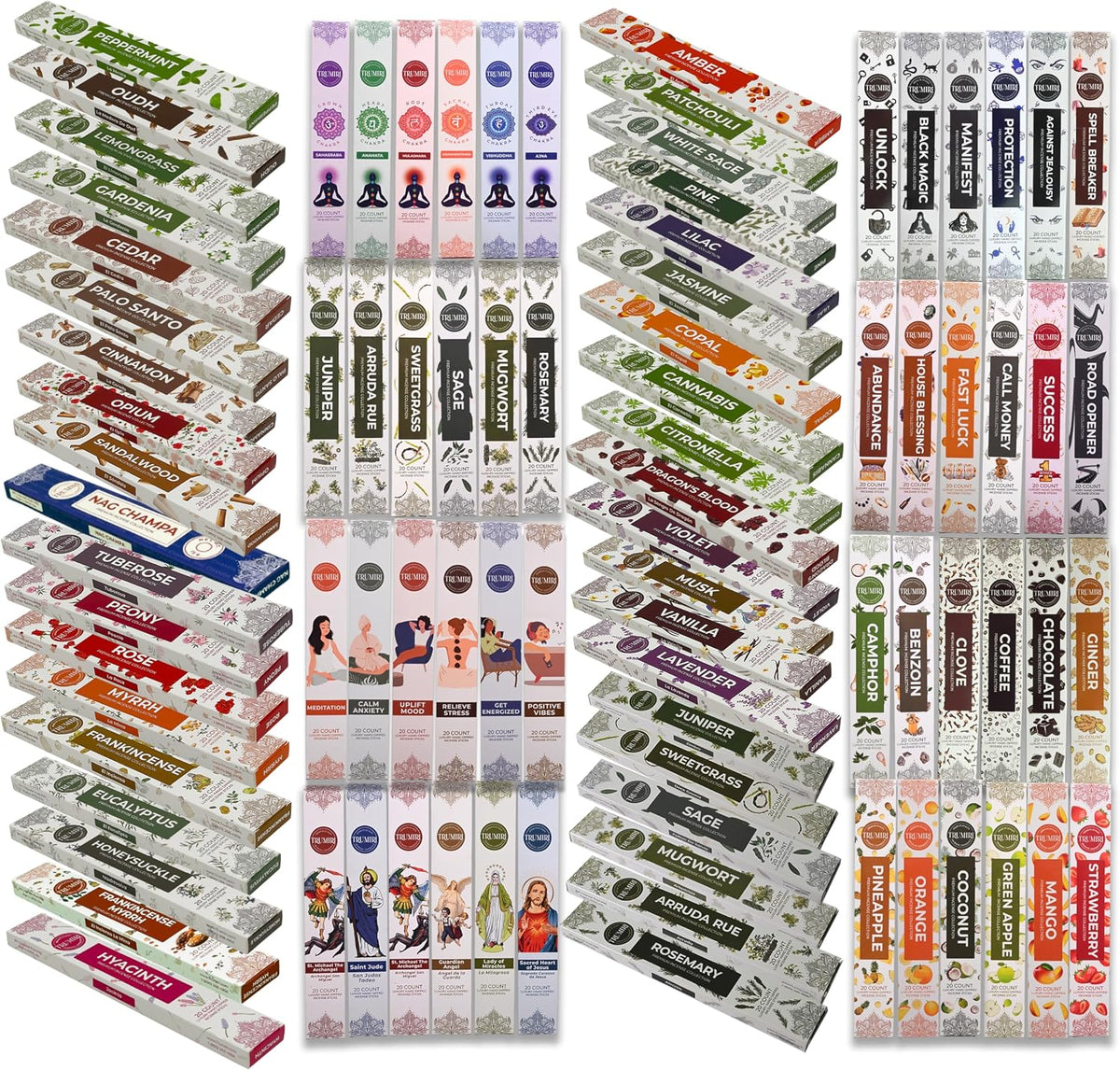 Trumiri Incense Sticks - Insence-Sticks - 12 Random Scents Variety Pack of Insense Inciensos - 20 Inscents-Sticks per Scent - Total 240 Incents + Holder Burner
