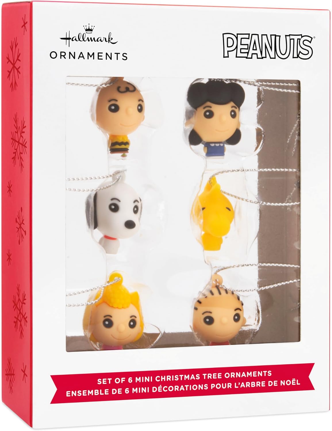 Hallmark Peanuts Mini Christmas Ornaments, Shatterproof, Set of 6