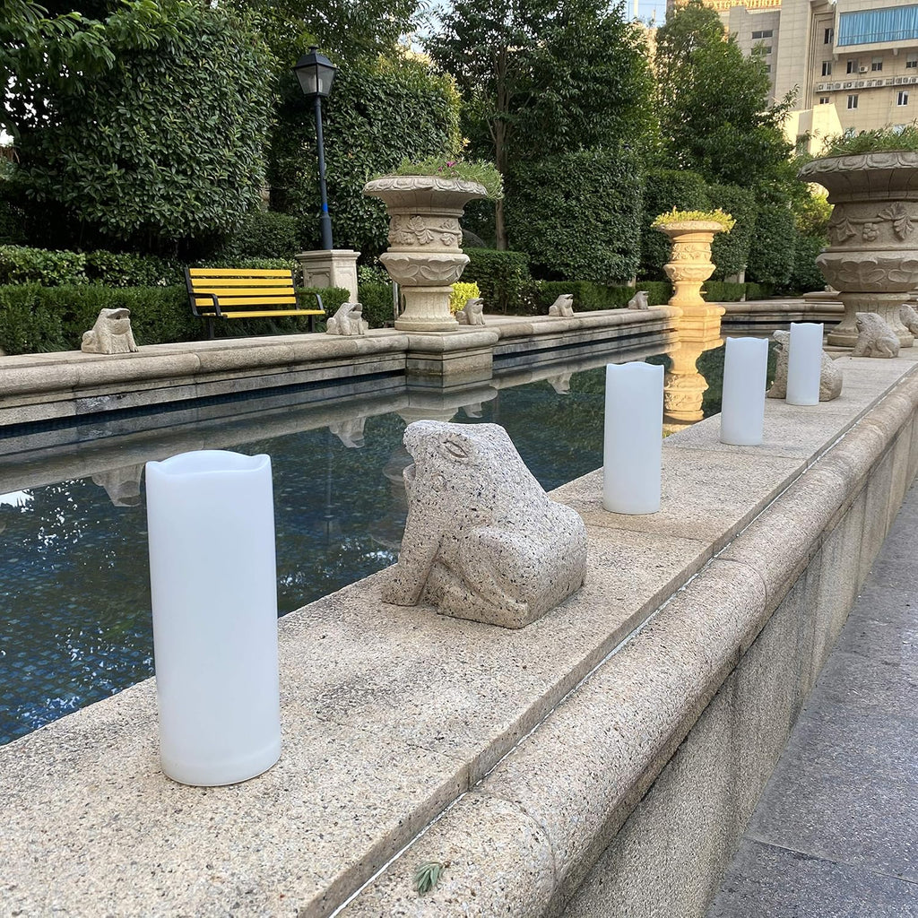 1 Pack Outdoor LED Flameless Pillar Candle with Remote and Timer, 3” x 7”