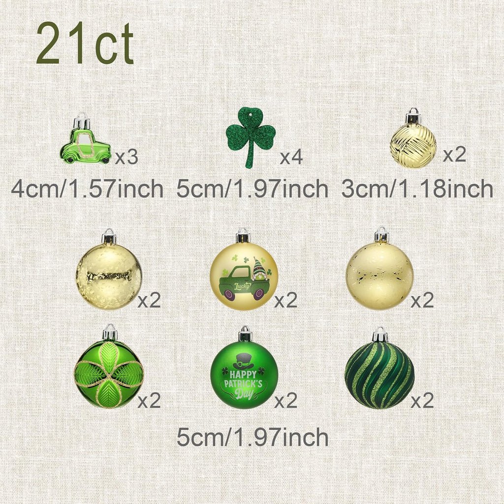 DecorbyHannah 21ct St Patricks Day Christmas Ornaments Set Tree Decorations