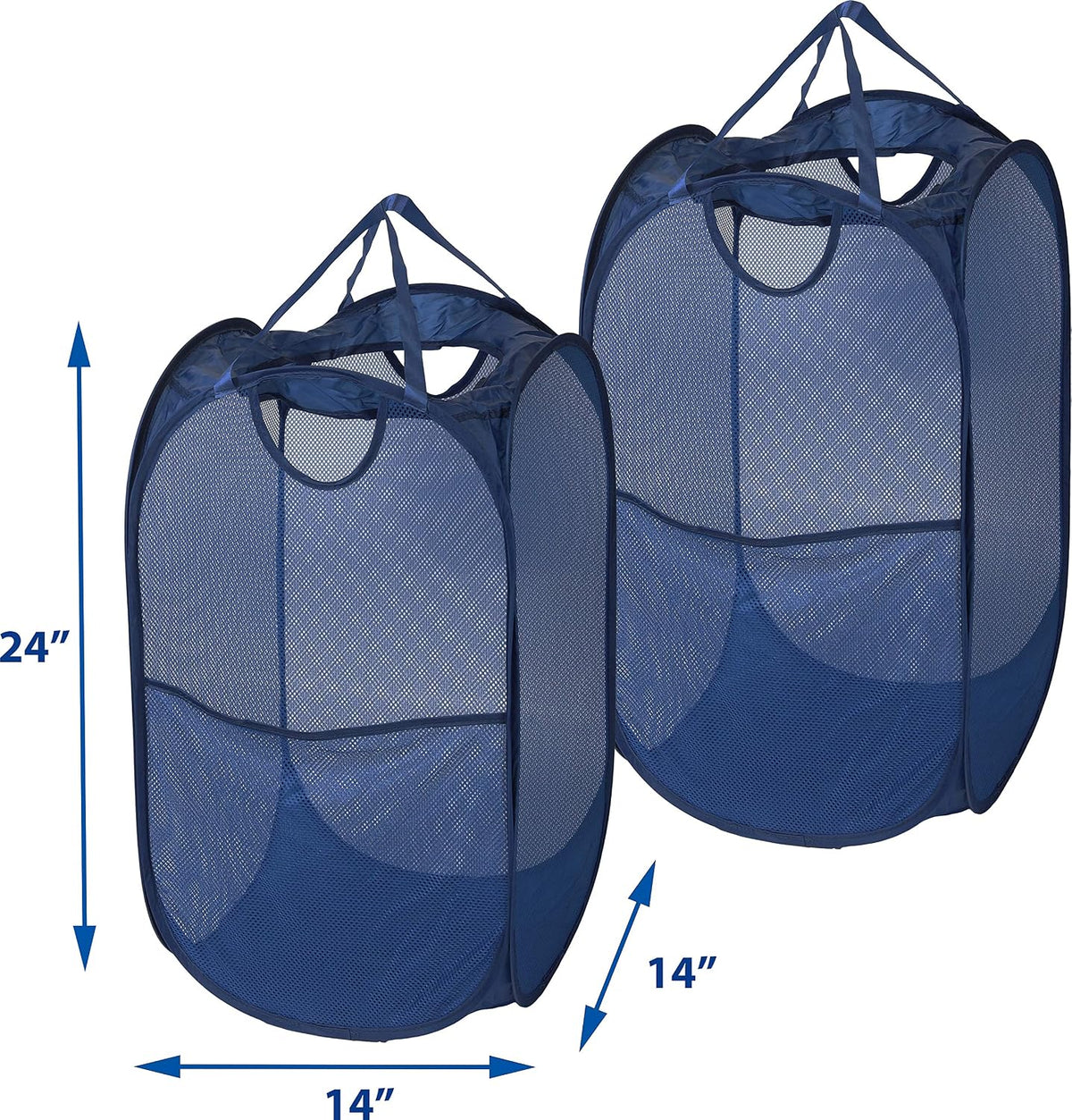 Simple Houseware Mesh Pop-Up Laundry Hamper with Side Pocket, 2 Pack