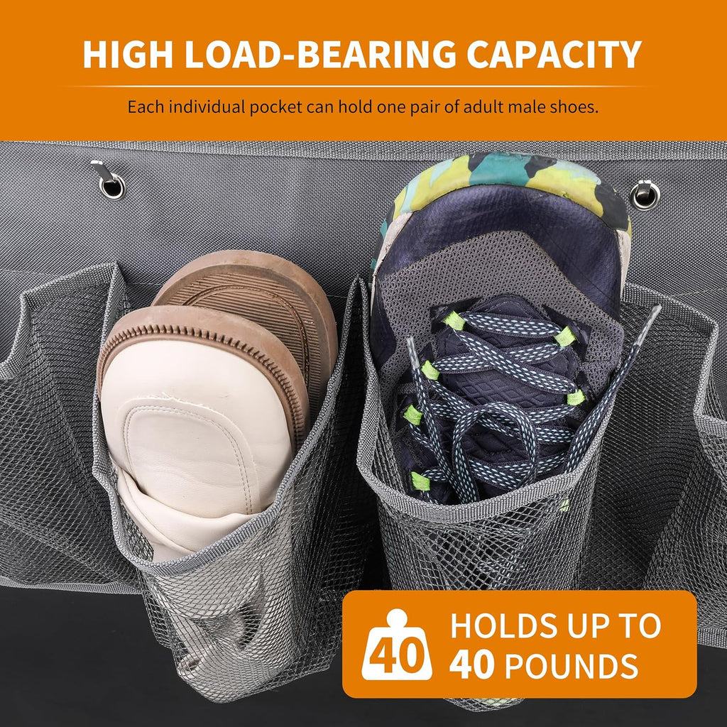 RVZONE RV Shoe Pockets 6 Large Pockets, Hanging Organizer with Sturdy Hooks
