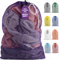 Handy Laundry Mesh XL Laundry Bag 24"x36", Heavy Duty Drawstring, Purple