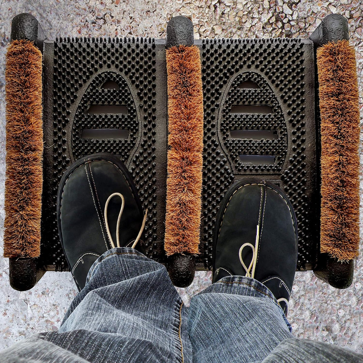 NINAMAR Mud Scrubber Rubber Brush Mat - Scrub & Scrape Muddy Shoes - 1 Pack