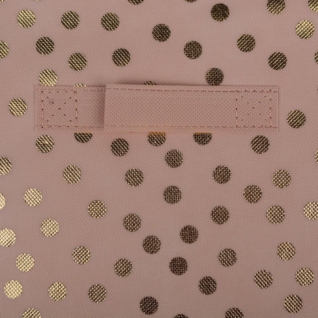 DII Woven Polyester Storage Bin, Polka Dot, Pink & Gold, Small Set of 2