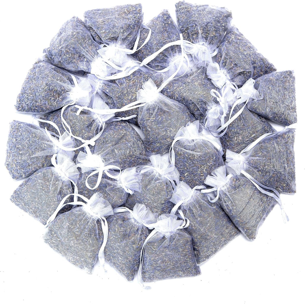 Lavande Sur Terre French Lavender Sachets for Drawers and Closets Fresh Scents, Set of 24, Home Fragrance Sachet for Closets and Drawers, White, LV-C-24-2