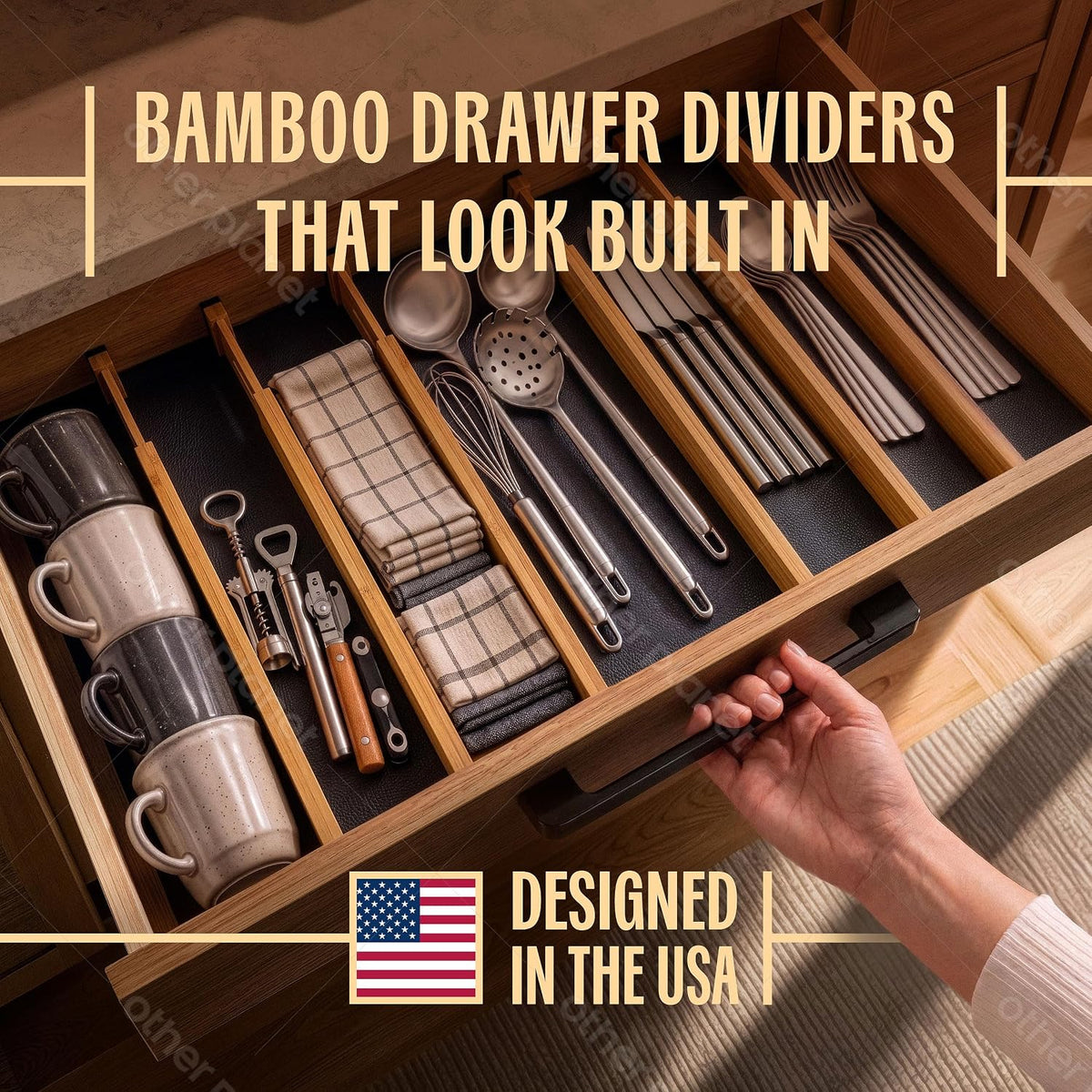 Bamboo Drawer divider for clothes - 6