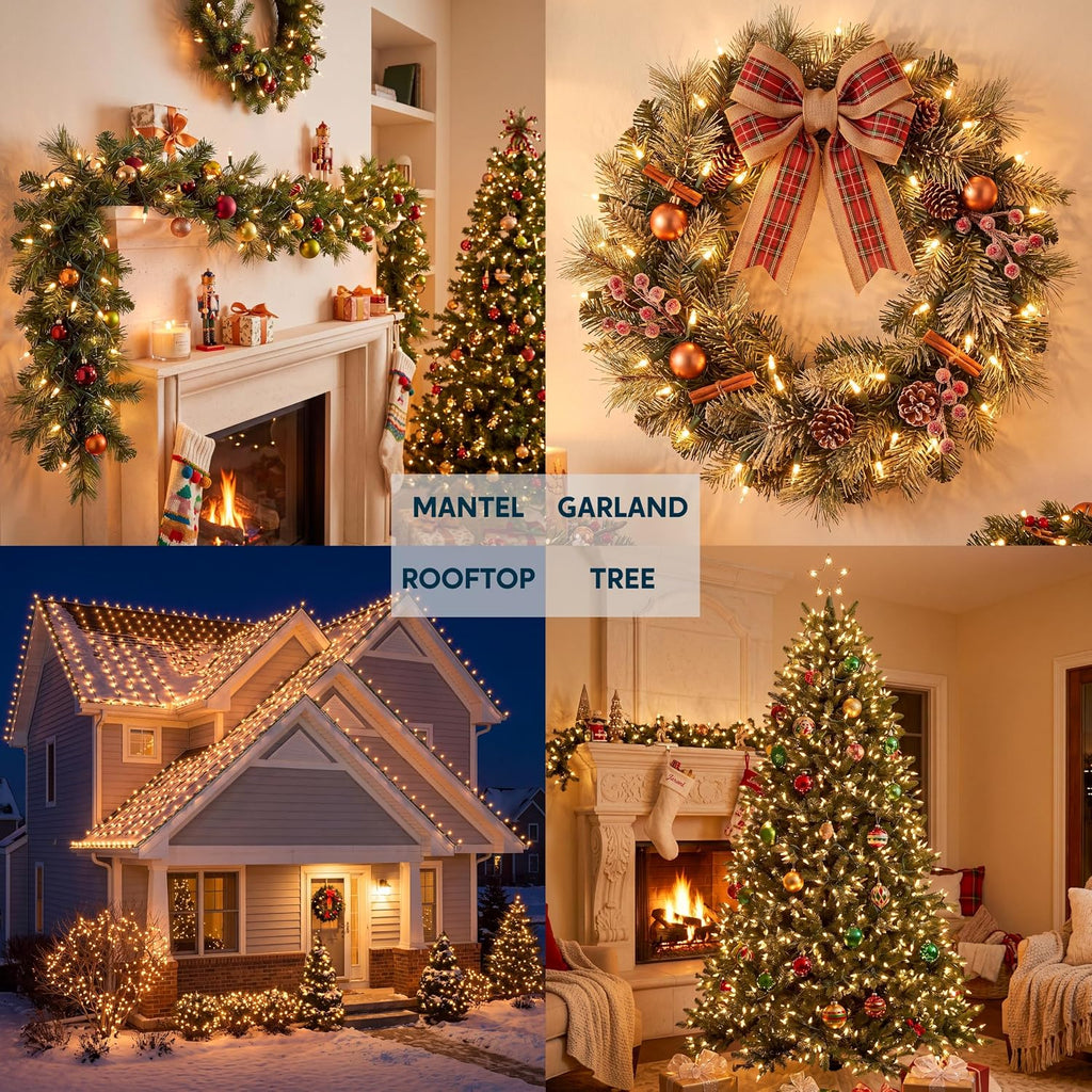Joiedomi Clear Christmas String Lights Indoor,400(4x100) Mini White Fairy Light,86FT Lighting Decor for Patio Dorm Classroom Bedroom Holiday Wedding Party Garland Birthday Festival,Green Wire