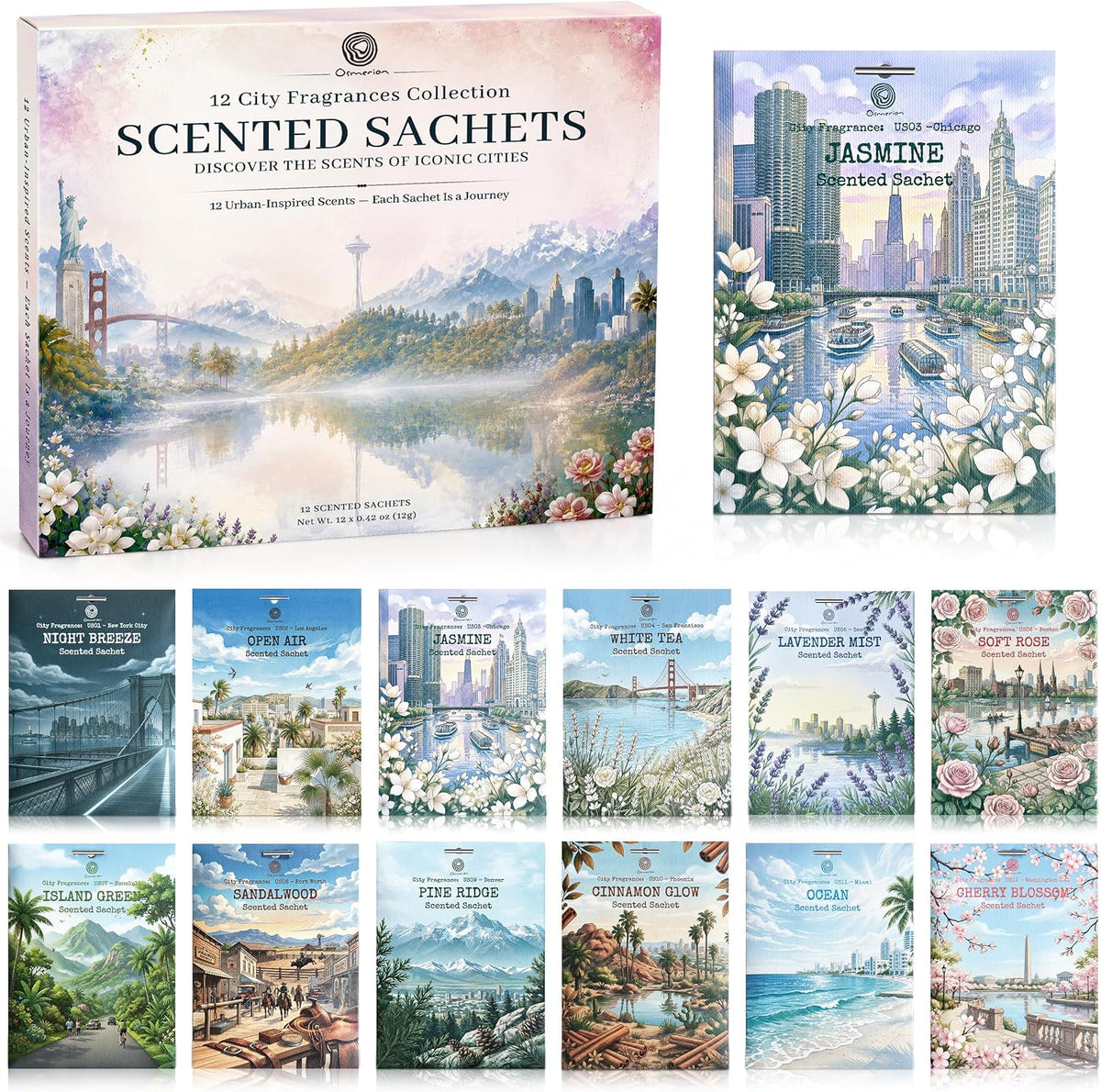 Scented Sachets for Drawers & Closets, 12 Scents Variety Pack