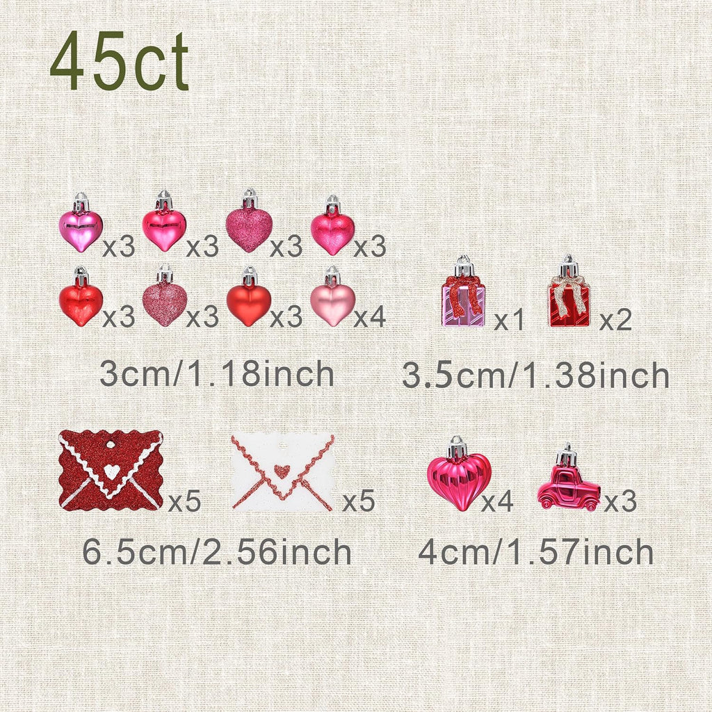 DecorbyHannah 45ct Mini Christmas Ornaments Set Tree Decorations Pink