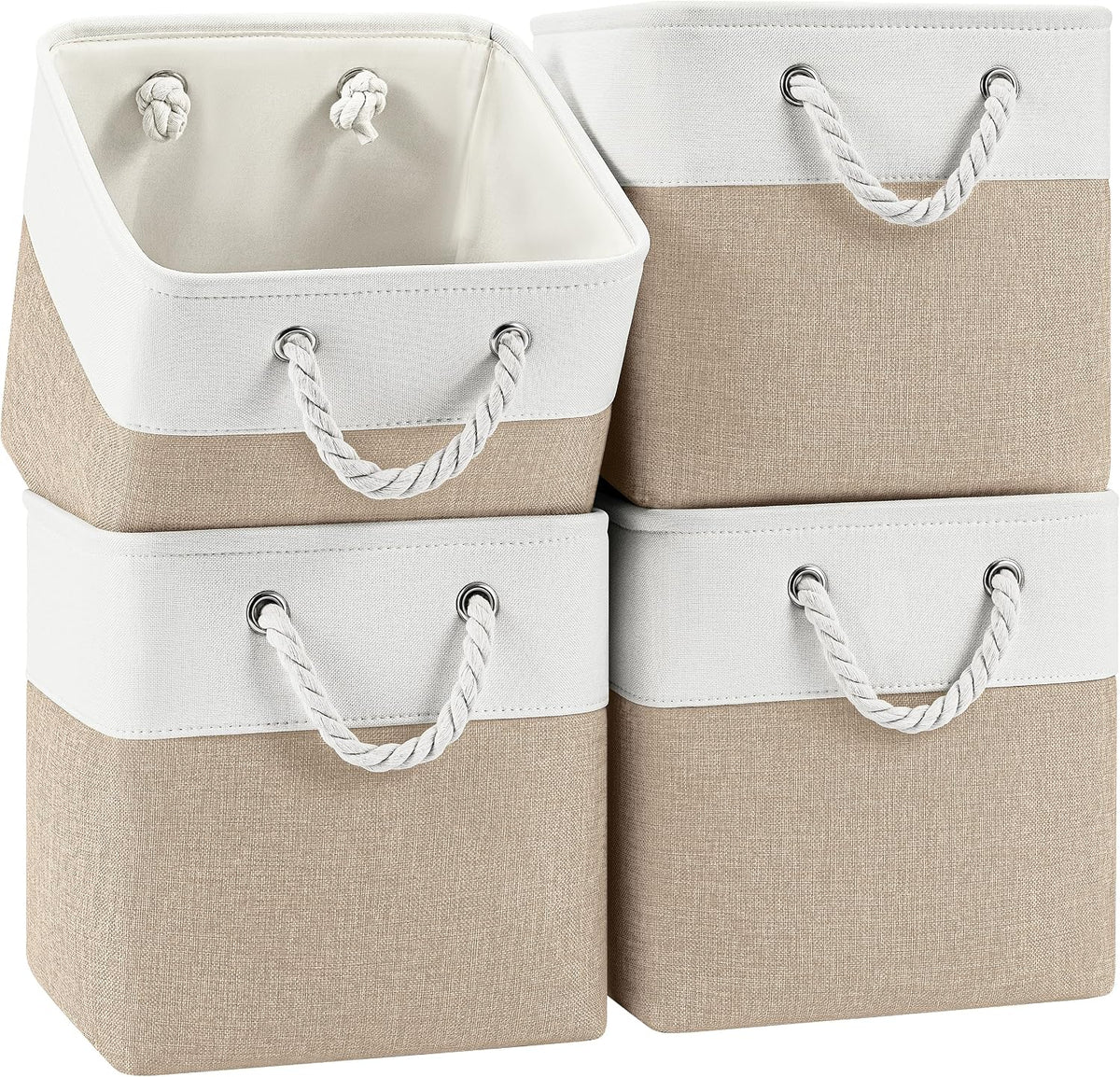 Patvingot 11-Inch Fabric Cube Storage Bins with Handles,4 Pack,Foldable