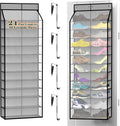 Kotkn 24-Pair Over Door Shoe Organizer for Family & Kids, Double Sided | Hanging Storage for Sneakers, Boots, Toys & Room Organization-Graphite Gray