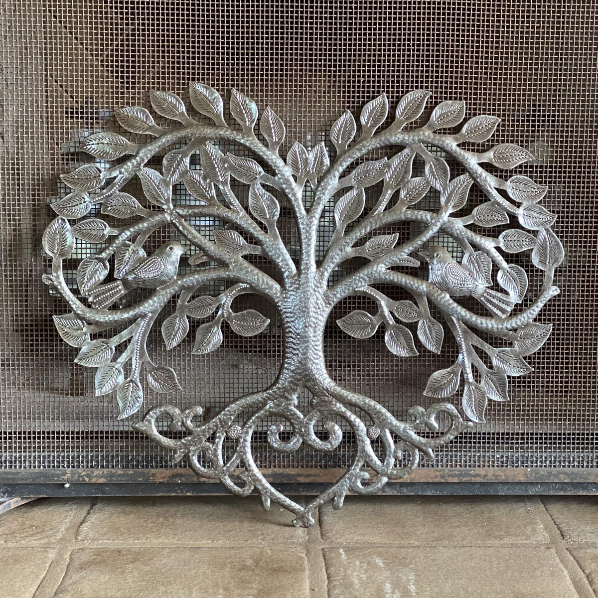 It's Cactus Metal Heart Shaped Tree of Life Decor, Wall Hanging Artwork, Handmade in Haiti, Celtic Family 17 X 16 Inches