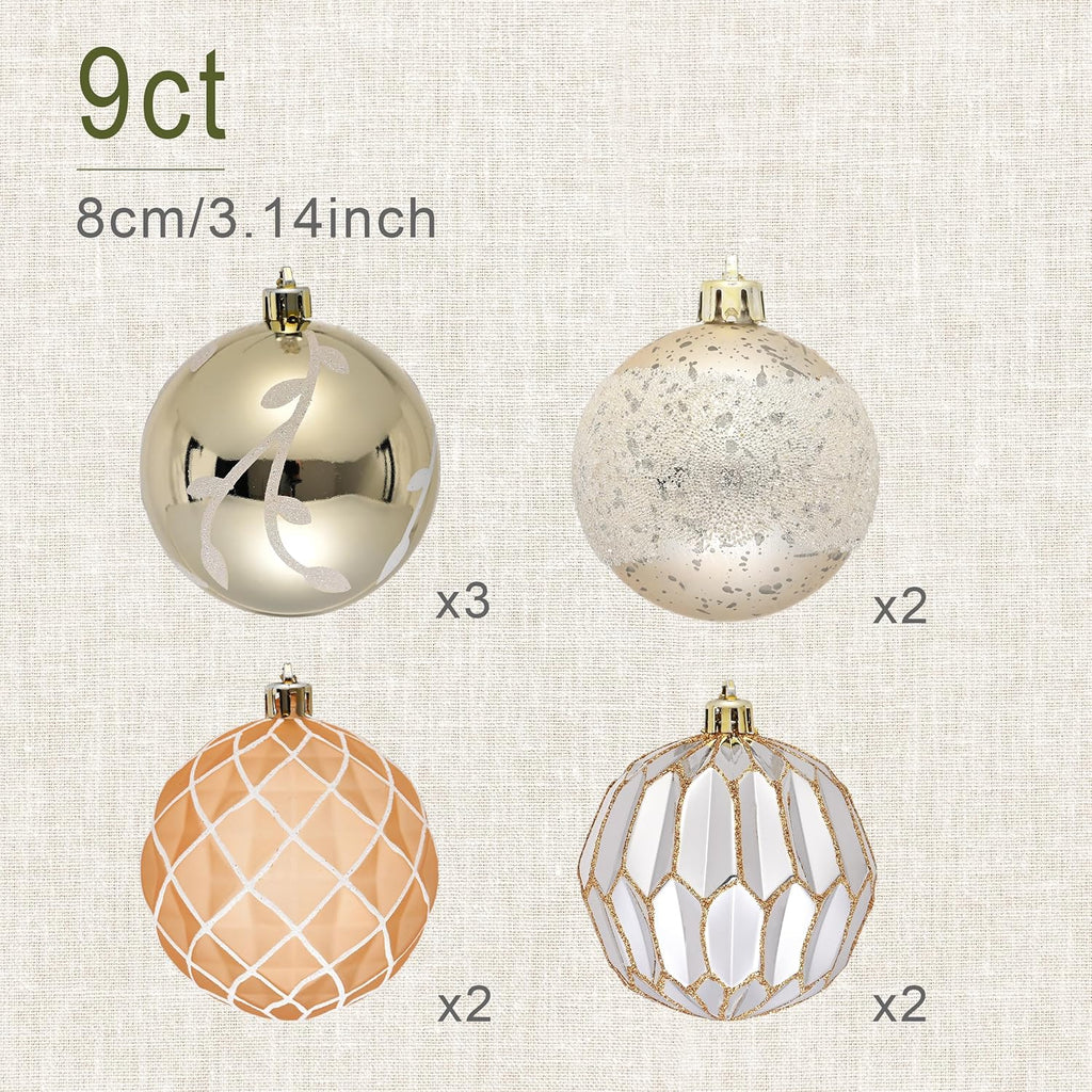DecorbyHannah 9ct 3.15inch Christmas Ornaments Tree Decorations White Gold