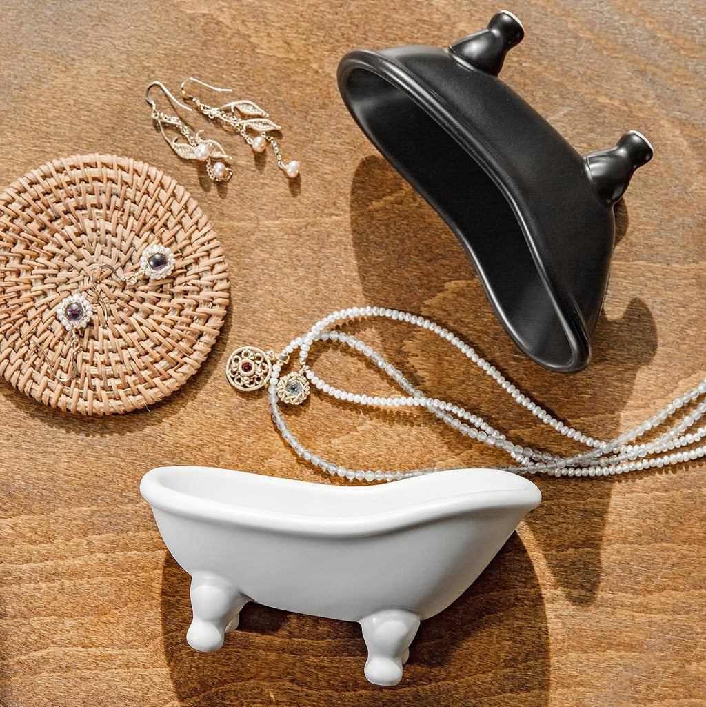 Soap Dish, Ceramic Soap Holder with Drainage for Shower, 1 Pack Bar Soap Tray, Keep Soap Dry & Easy Clean, Sponge Holder for Bathroom, Bathtub Kitchen Sink (White)