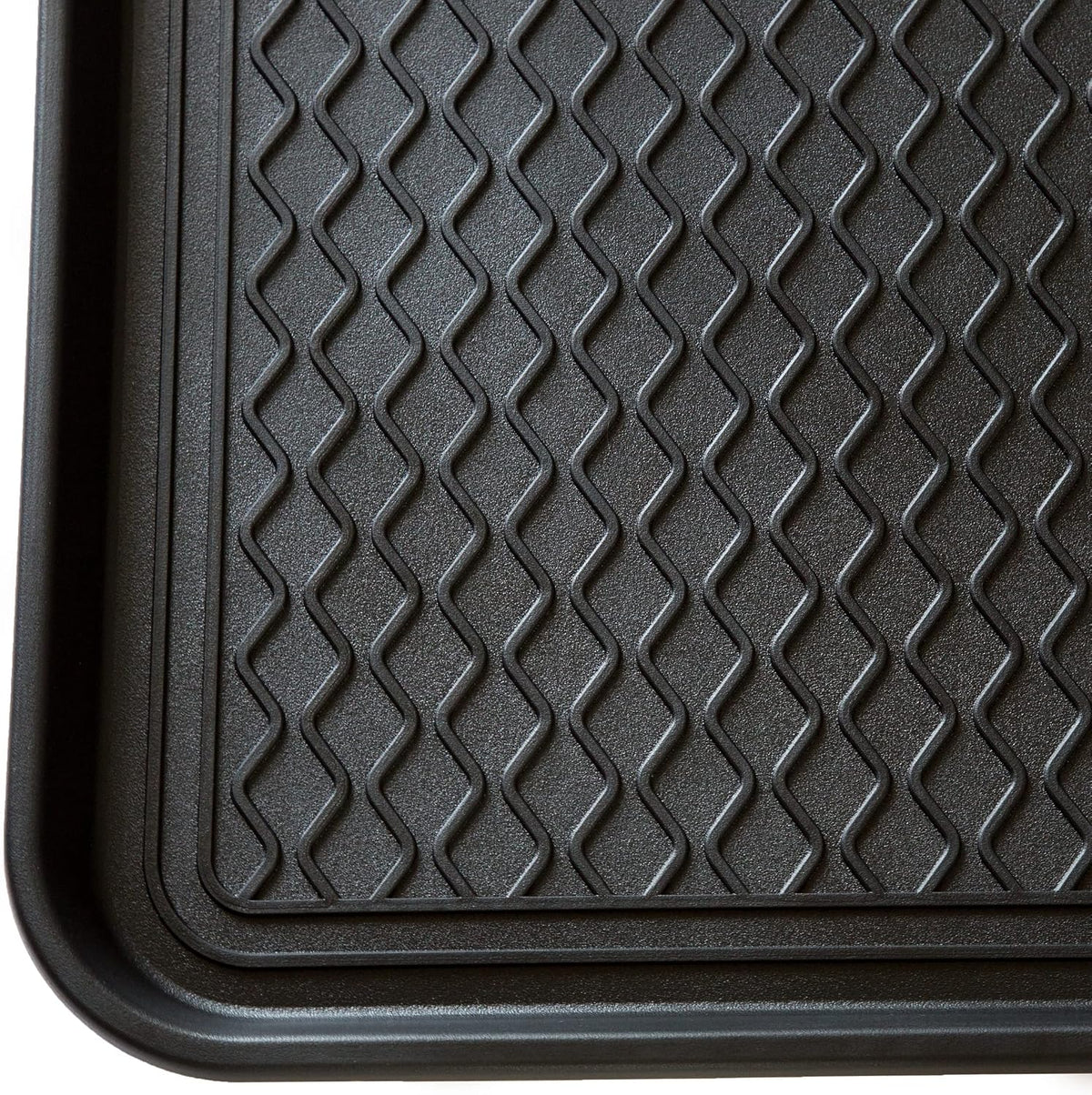 Stalwart 75-ST6012 All Weather Boot Tray-Water Resistant Plastic Utility Shoe Mat for Indoor and Outdoor Use in All Seasons (Black), Large