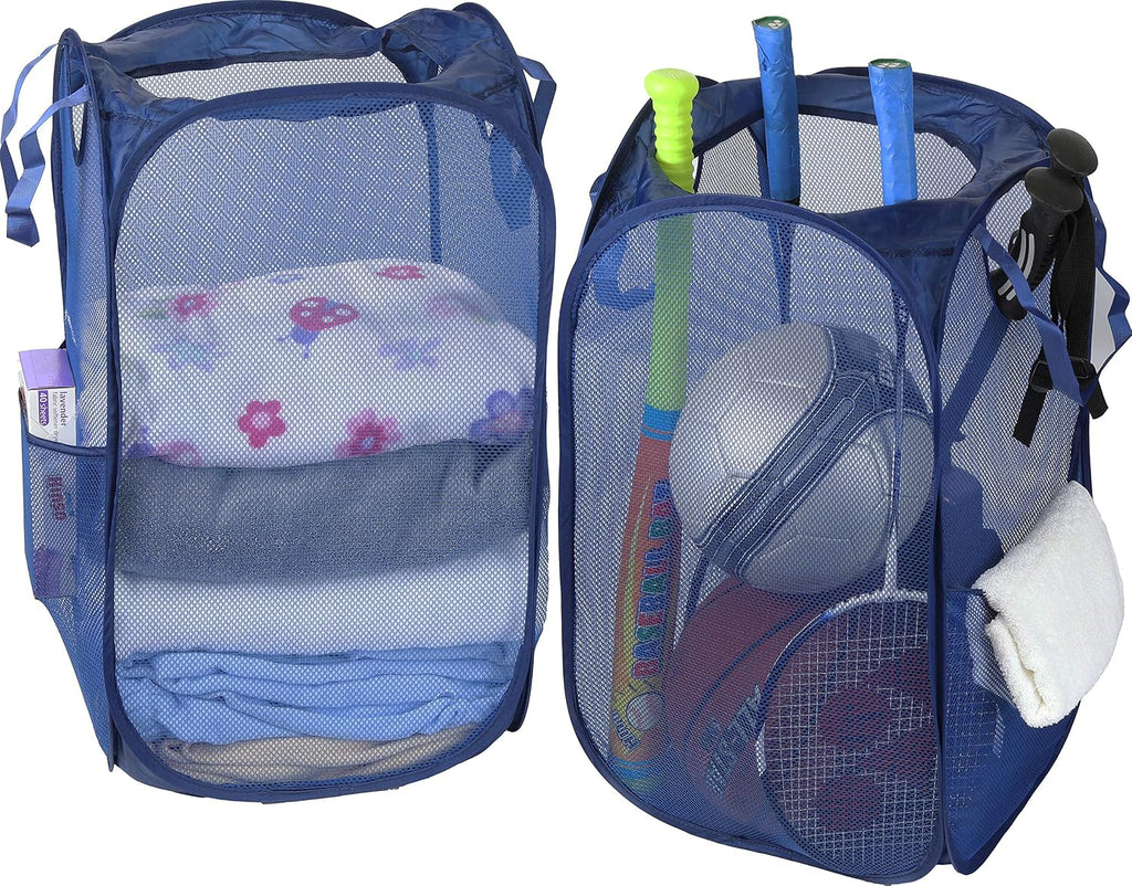 Simple Houseware Mesh Pop-Up Laundry Hamper with Side Pocket, 2 Pack