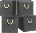 Simple Houseware 11-Inch Cube Storage Bin with Braided Handles, Dark Gray