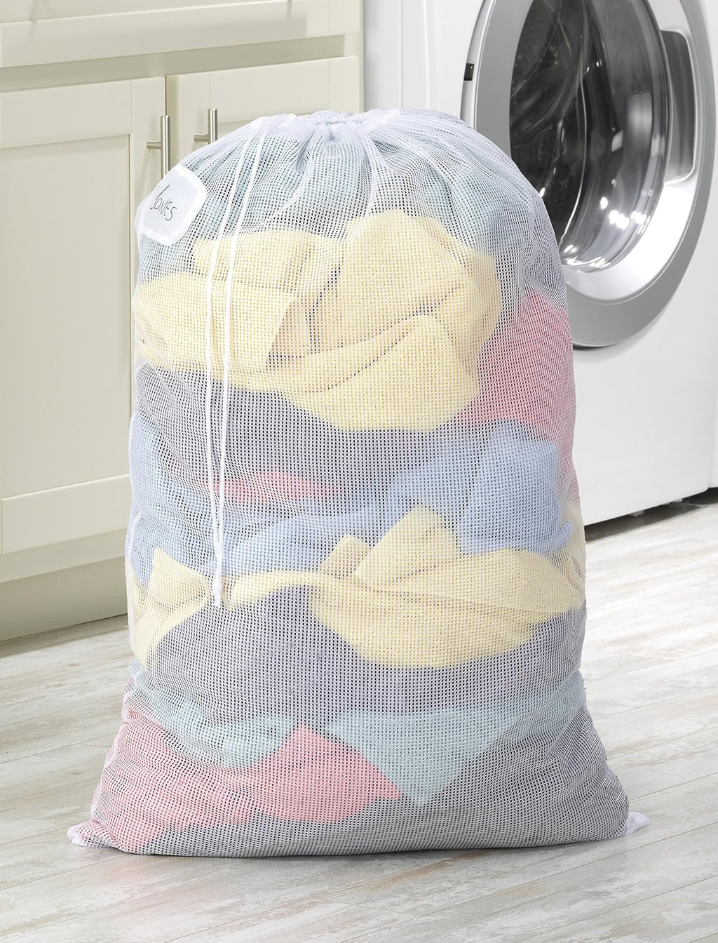 Whitmor Mesh Laundry Bag w/ID Tag White