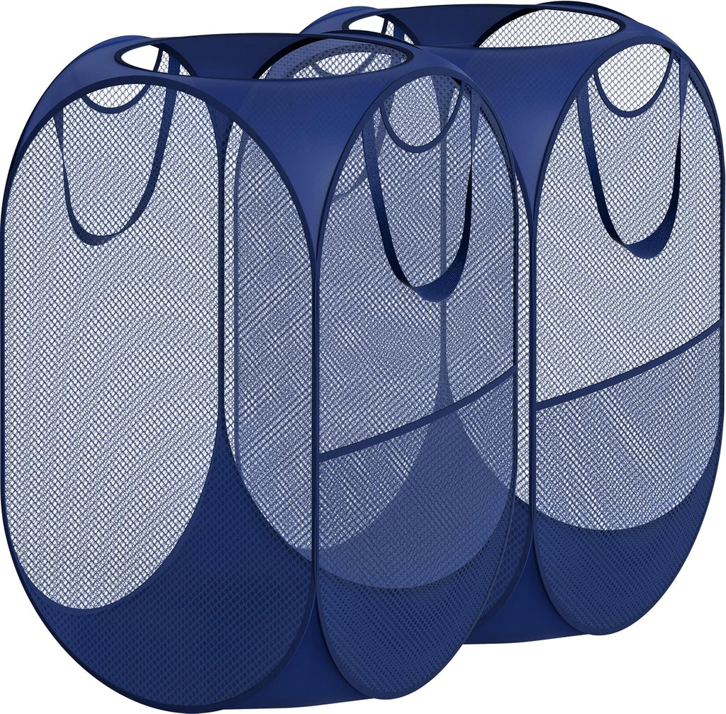 Simple Houseware Mesh Pop-Up Laundry Hamper with Side Pocket, 2 Pack