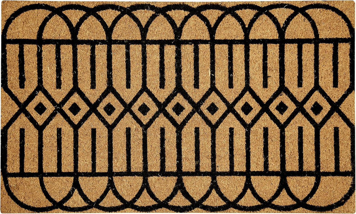 Ackland Coir Doormat | Clara Black Geometric | 18" x 30"