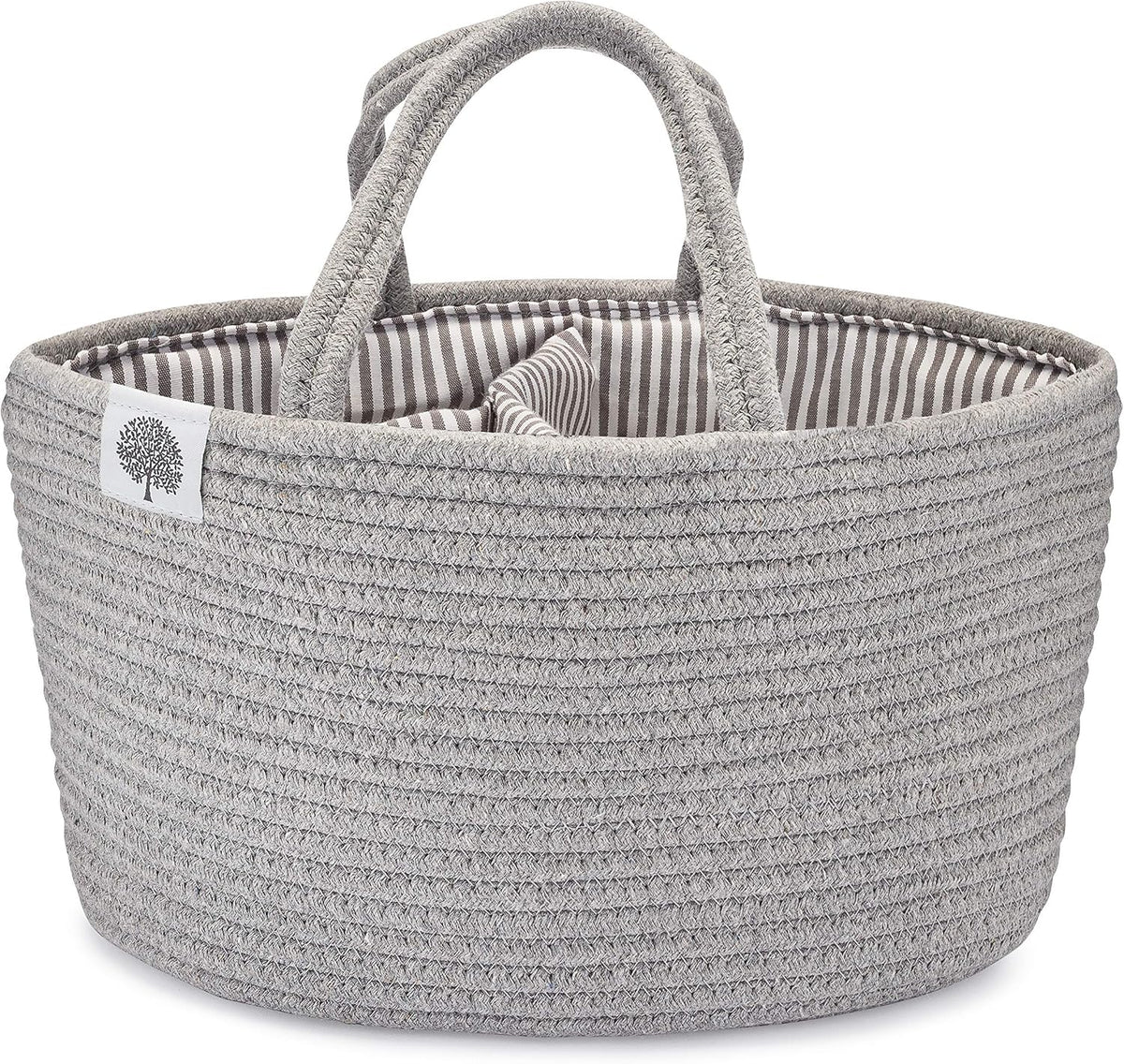 Parker Baby Co. Soft Rope Diaper Caddy Organizer for Nursery & Car - Gray