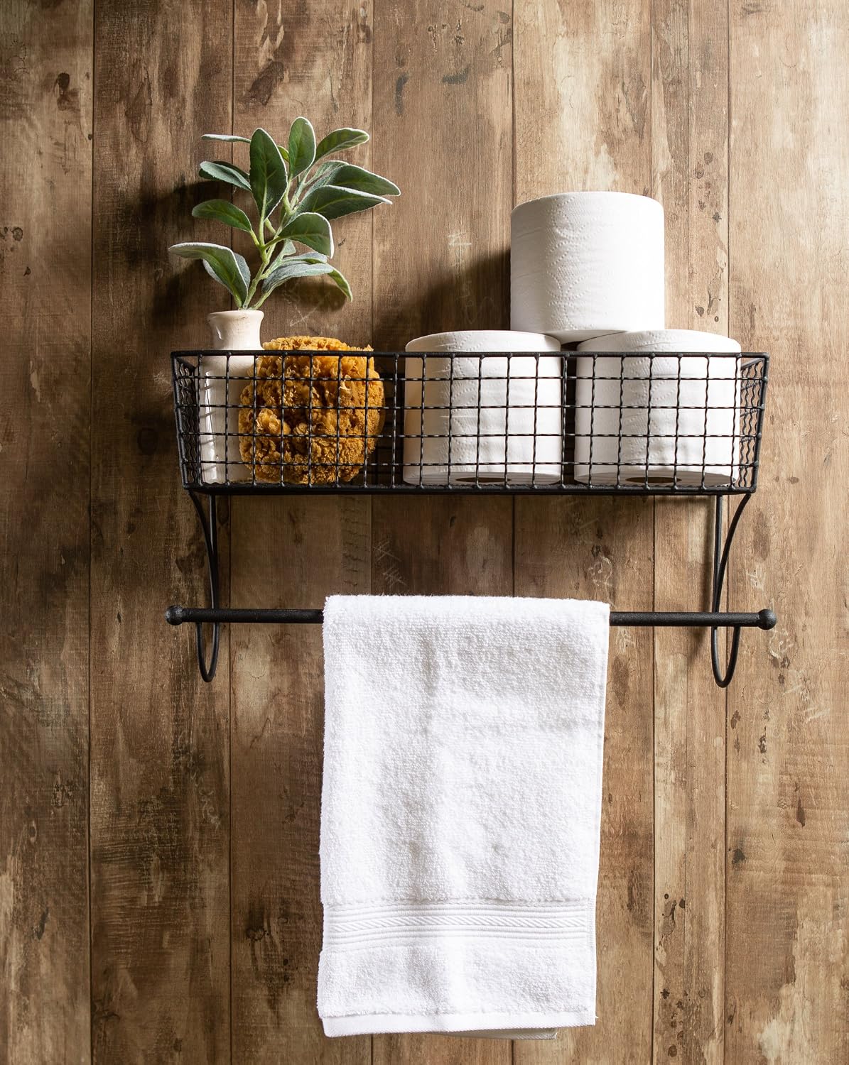 DII Rustic Bathroom Décor, Metal Storage, Large Towel Bar, Black