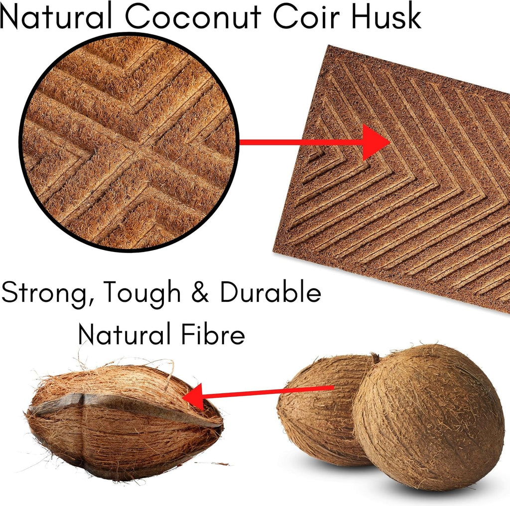 Rubber Boot & Shoe Tray | Coir Insert | 34" x 14" | Waterproof Shoe Tray for entryway | Embossed Pattern
