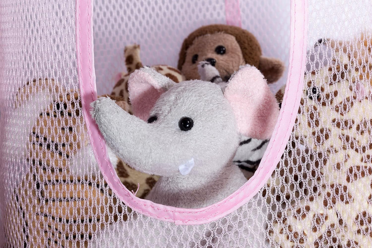 Handy Laundry 5-Shelf Storage Organizer - 12" X 59" - Hang in Your Children's Room or Closet - Fun Way to Organize Kids Toys or Store Gloves, Hats and Mittens - Attaches Easily to Any Rod (Pink)