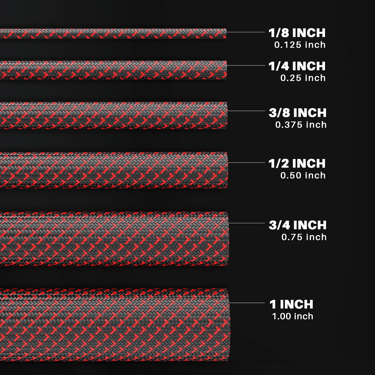 GEARit Split Wire Loom 1/2in 25ft Black/Red Cord Cover Pet Chew Protector