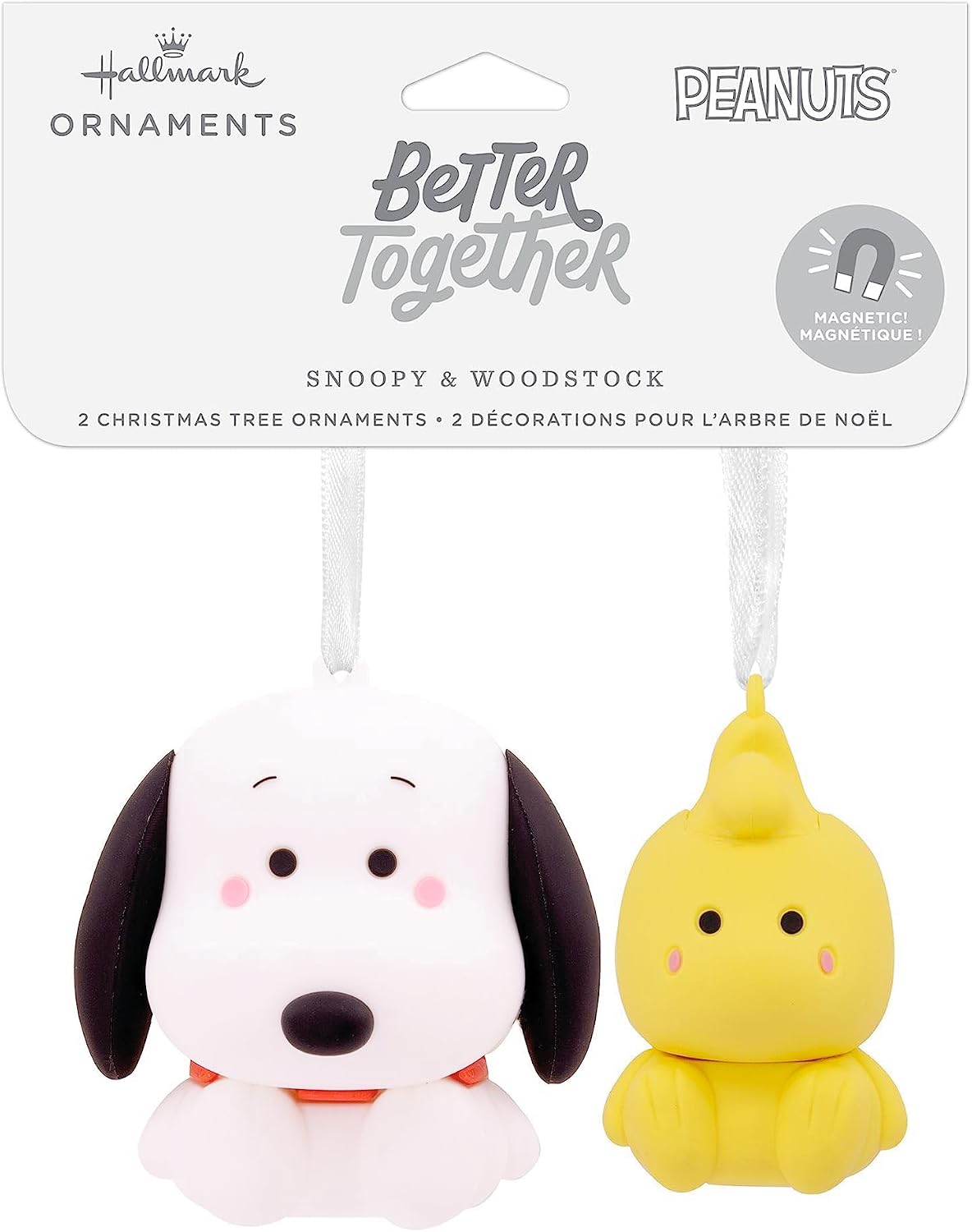 Hallmark Better Together Snoopy and Woodstock Magnetic Christmas Ornaments for Tree, Set of 2