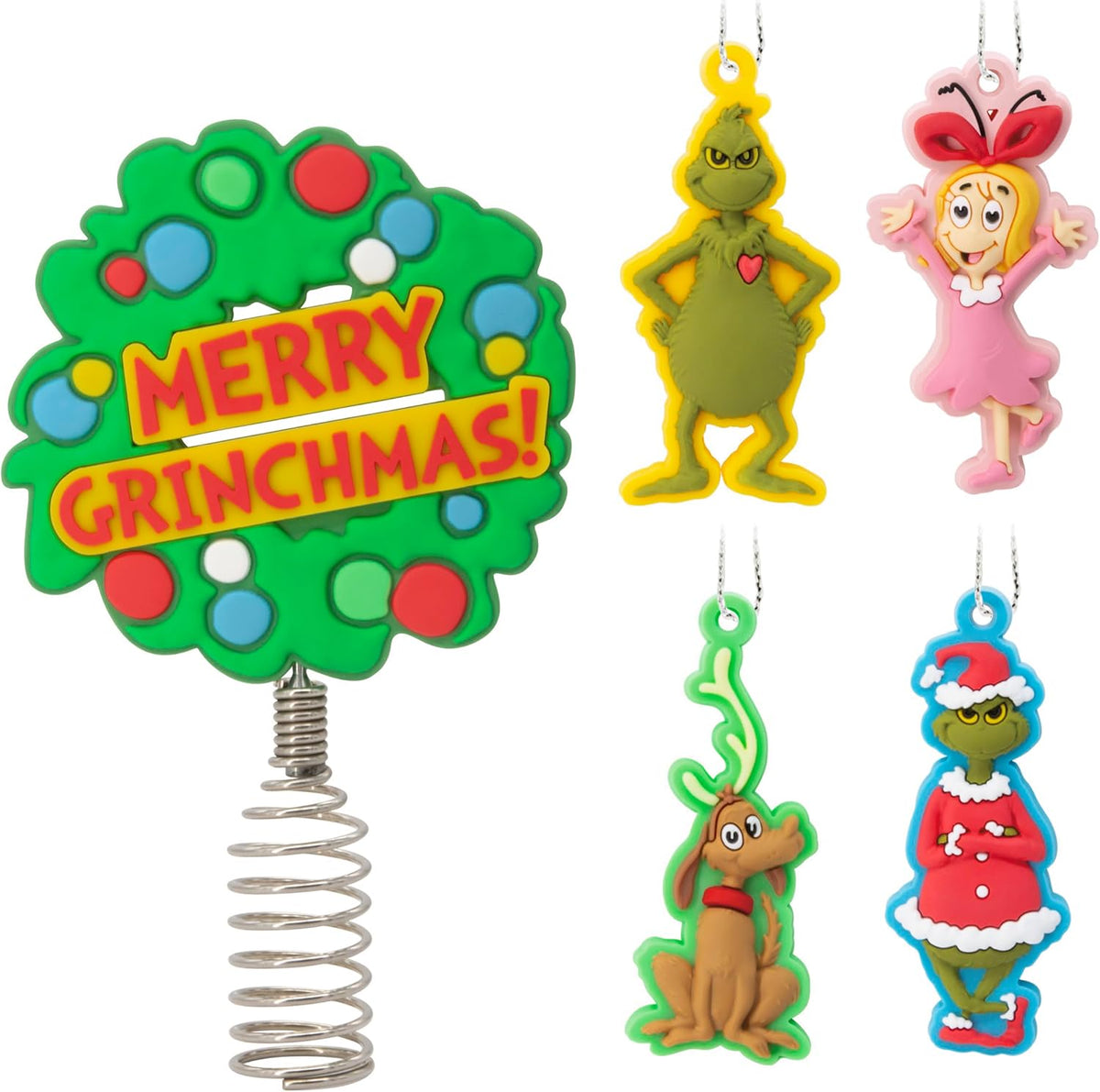 Hallmark Grinch Mini Christmas Tree Topper and Ornaments, Set of 5